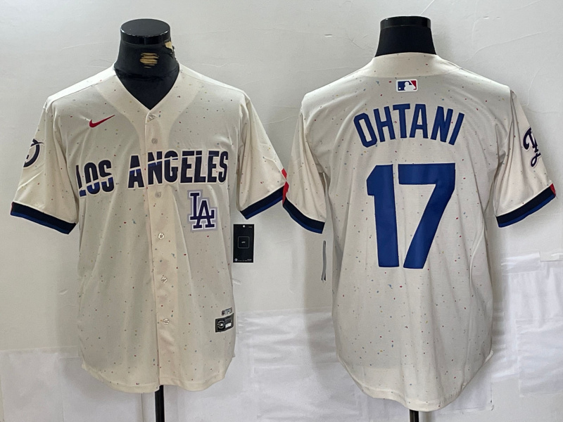 Personalized Men’s Los Angeles Dodgers #17 Shohei Ohtani Cream Stitched Baseball Jerseys