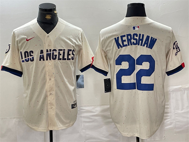 Personalized Men’s Los Angeles Dodgers #22 Clayton Kershaw Cream Stitched Baseball Jersey