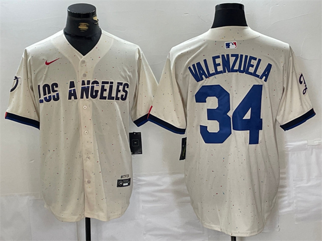 Personalized Men’s Los Angeles Dodgers #34 Toro Valenzuela Cream Stitched Baseball Jersey