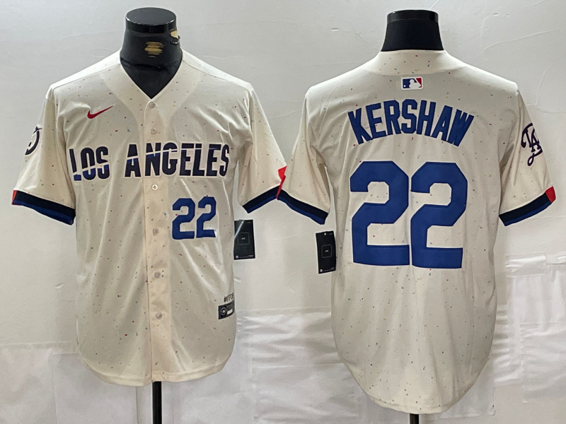 Personalized Men’s Los Angeles Dodgers #22 Clayton Kershaw Cream Stitched Baseball Jerseys