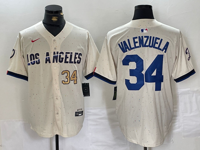 Personalized Men’s Los Angeles Dodgers #34 Toro Valenzuela Cream Stitched Baseball Jerseys