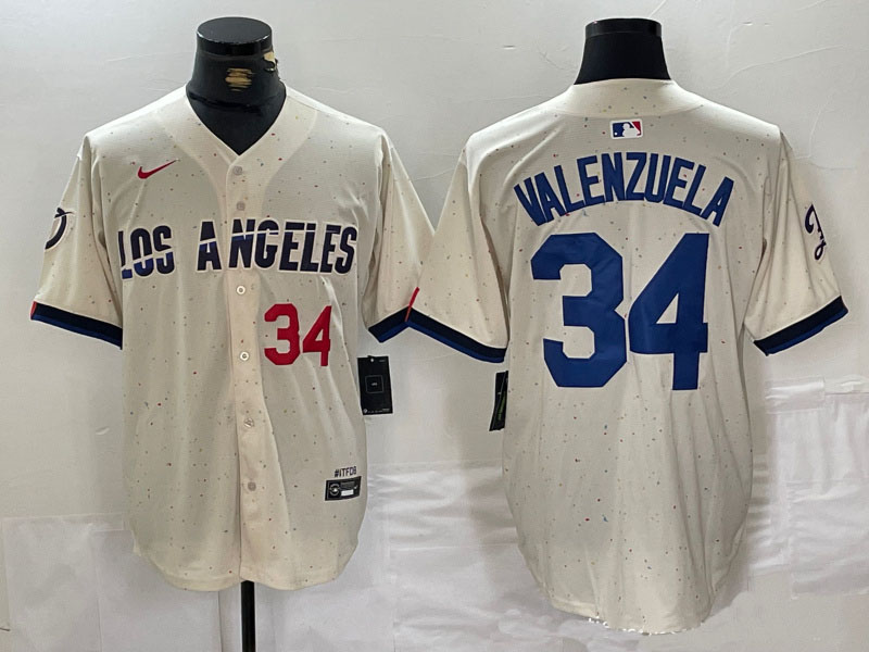 Personalized Men’s Los Angeles Dodgers #34 Toro Valenzuela Cream Stitched Baseball Jerseys