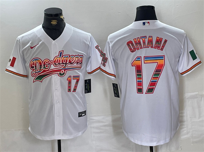 Personalized Men’s Los Angeles Dodgers #17 Shohei Ohtani White Mexico Cool Base Stitched Baseball Jersey