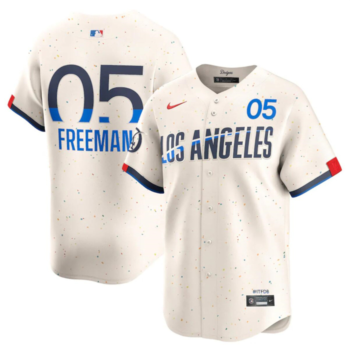Personalized Men’s Los Angeles Dodgers #5 Freddie Freeman Cream 2024 City Connect Limited Stitched Baseball Jersey