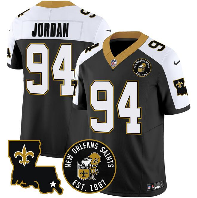 Personalized Men’s New Orleans Saints #94 Cameron Jordan Black F.U.S.E. EST. 1967 Patch Stitched Jersey