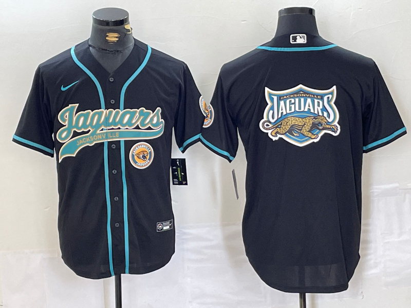 Personalized Men’s Jacksonville Jaguars Black With Patch Cool Base Stitched Baseball Jersey