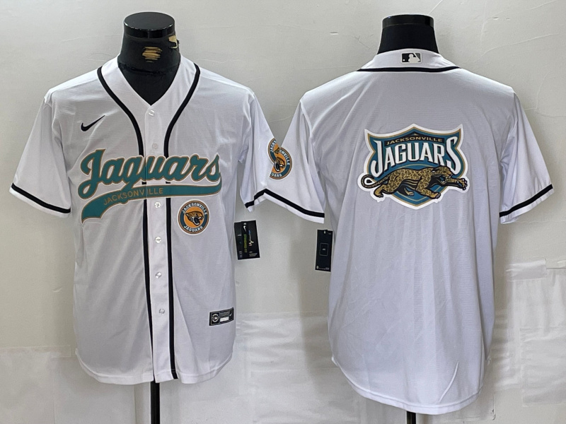 Personalized Men’s Jacksonville Jaguars White With Patch Cool Base Stitched Baseball Jerseys
