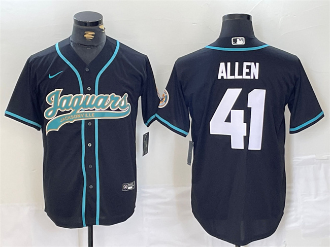Personalized Men’s Jacksonville Jaguars #41 Josh Allen Black With Patch Cool Base Stitched Baseball Jersey