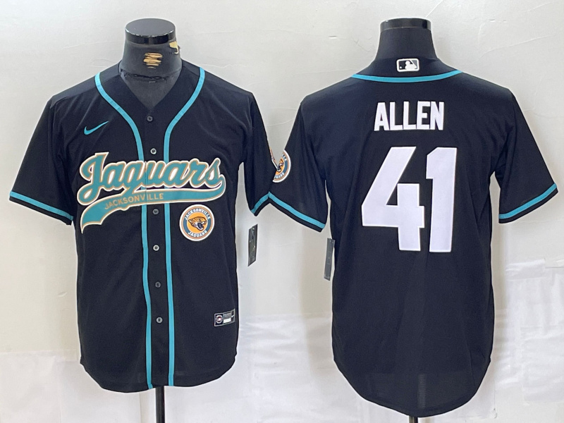 Personalized Men’s Jacksonville Jaguars #41 Josh Allen Black With Patch Cool Base Stitched Baseball Jerseys