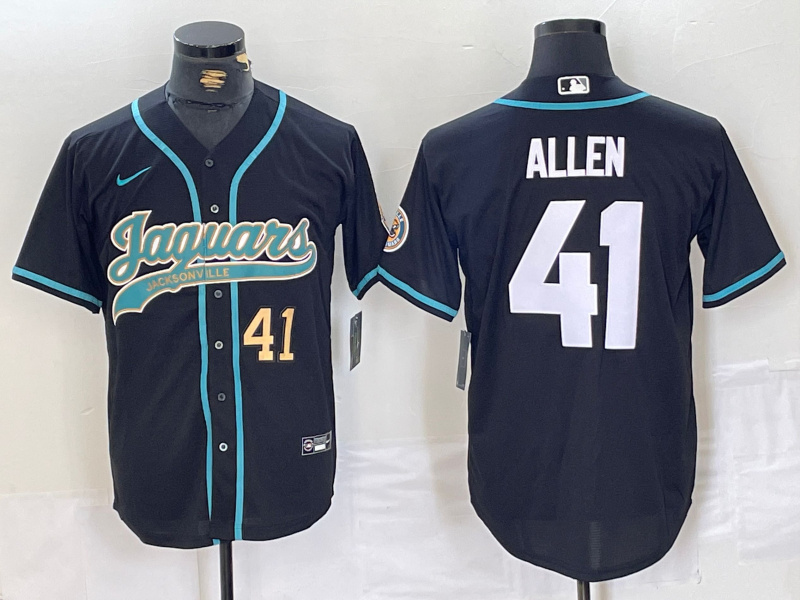 Personalized Men’s Jacksonville Jaguars #41 Josh Allen Black With Patch Cool Base Stitched Baseball Jerseys