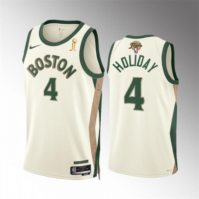Personalized Men’s Boston Celtics #4 Jrue Holiday 2024 Finals Champions City Edition Stitched Basketball Jersey