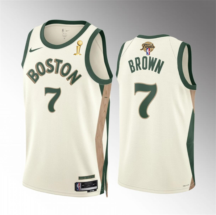 Personalized Men’s Boston Celtics #7 Jaylen Brown 2024 Finals Champions City Edition Stitched Basketball Jersey