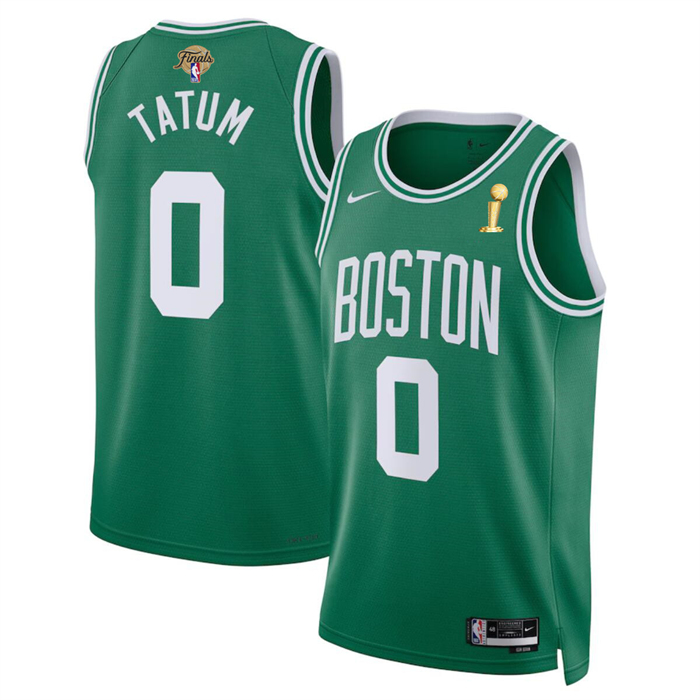 Personalized Men’s Boston Celtics #0 Jayson Tatum Green 2024 Finals Champions Icon Edition Stitched Basketball Jersey