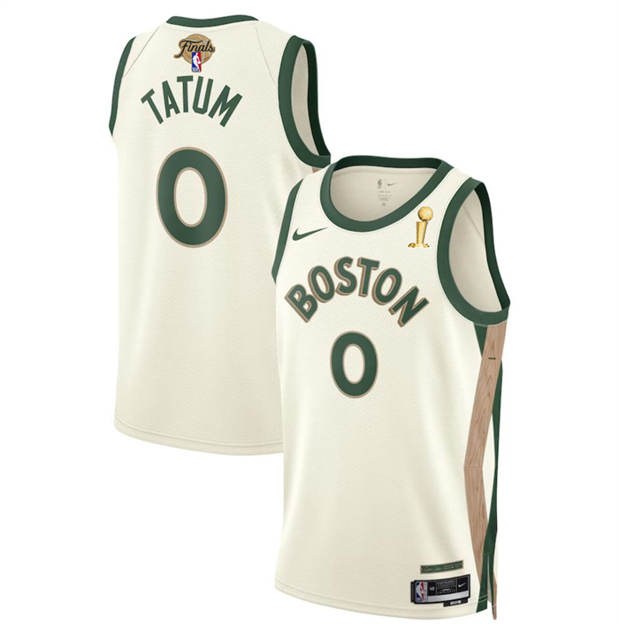 Personalized Men’s Boston Celtics #0 Jayson Tatum White 2024 Finals Champions City Edition Stitched Basketball Jersey