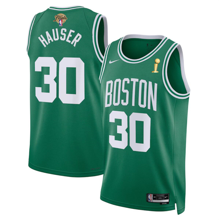 Personalized Men’s Boston Celtics #30 Sam Hauser Kelly Green 2024 Finals Champions Icon Edition Stitched Basketball Jersey