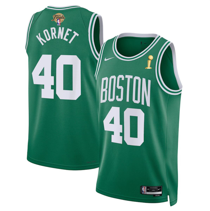 Personalized Men’s Boston Celtics #40 Luke Kornet Kelly Green 2024 Finals Champions Icon Edition Stitched Basketball Jersey