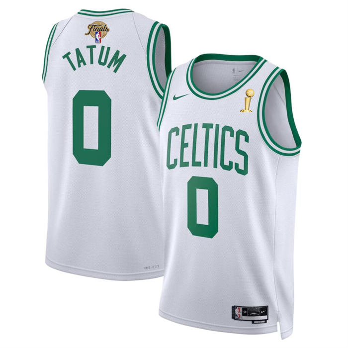 Personalized Men’s Boston Celtics #0 Jayson Tatum White 2024 Finals Champions Association Edition Stitched Basketball Jersey