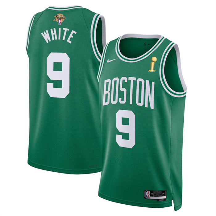 Personalized Men’s Boston Celtics #9 Derrick White Kelly Green 2024 Finals Champions Icon Edition Stitched Basketball Jersey