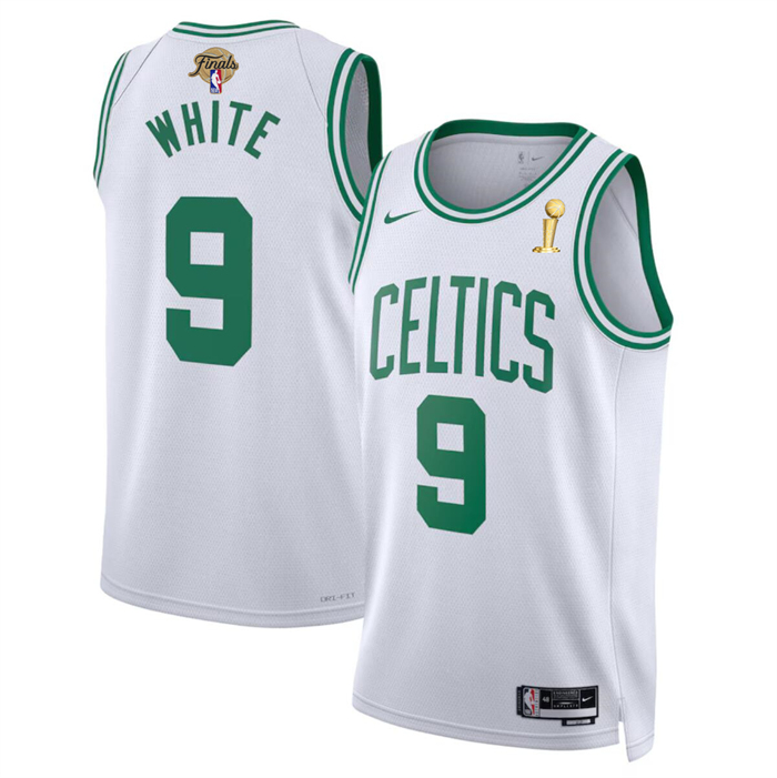 Personalized Men’s Boston Celtics #9 Derrick White White 2024 Finals Champions Association Edition Stitched Basketball Jersey