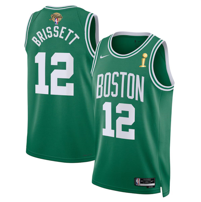 Personalized Men’s Boston Celtics #12 Oshae Brissett Kelly Green 2024 Finals Champions Icon Edition Stitched Basketball Jersey