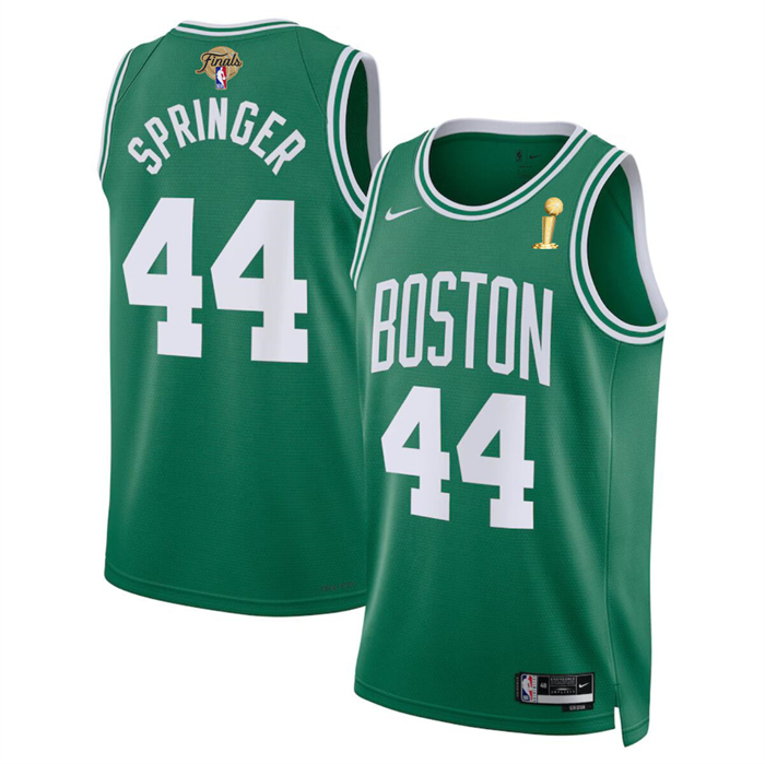 Personalized Men’s Boston Celtics #44 Jaden Springer Kelly Green 2024 Finals Champions Icon Edition Stitched Basketball Jersey