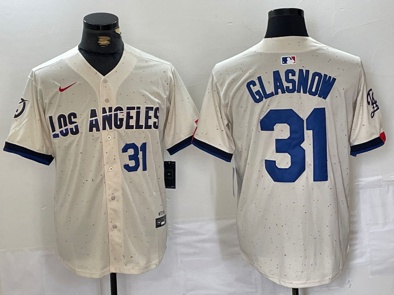 Personalized Men’s Los Angeles Dodgers #31 Tyler Glasnow Cream Stitched Baseball Jerseys