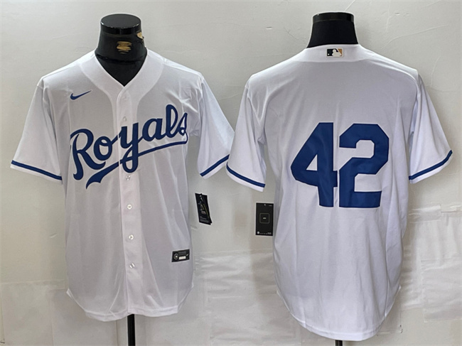 Personalized Men’s Kansas City Royals #42 Jackie Robinson White Cool Base Stitched Baseball Jersey