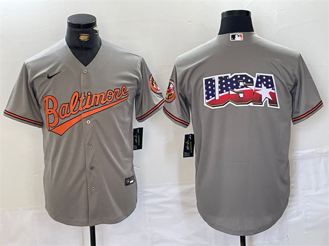Personalized Men’s Baltimore Orioles Gray Team Big Logo Cool Base Stitched Jersey
