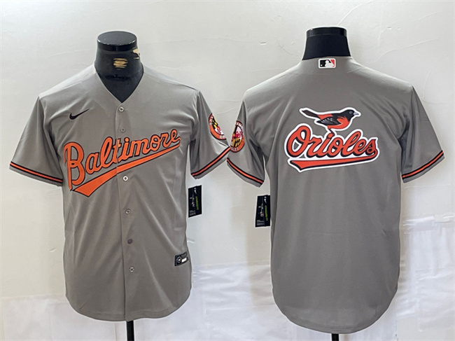 Personalized Men’s Baltimore Orioles Gray Team Big Logo Cool Base Stitched Jerseys