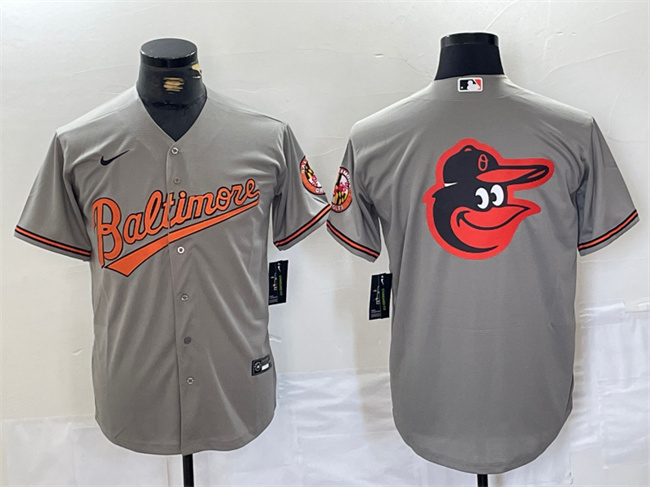 Personalized Men’s Baltimore Orioles Gray Team Big Logo Cool Base Stitched Jerseys