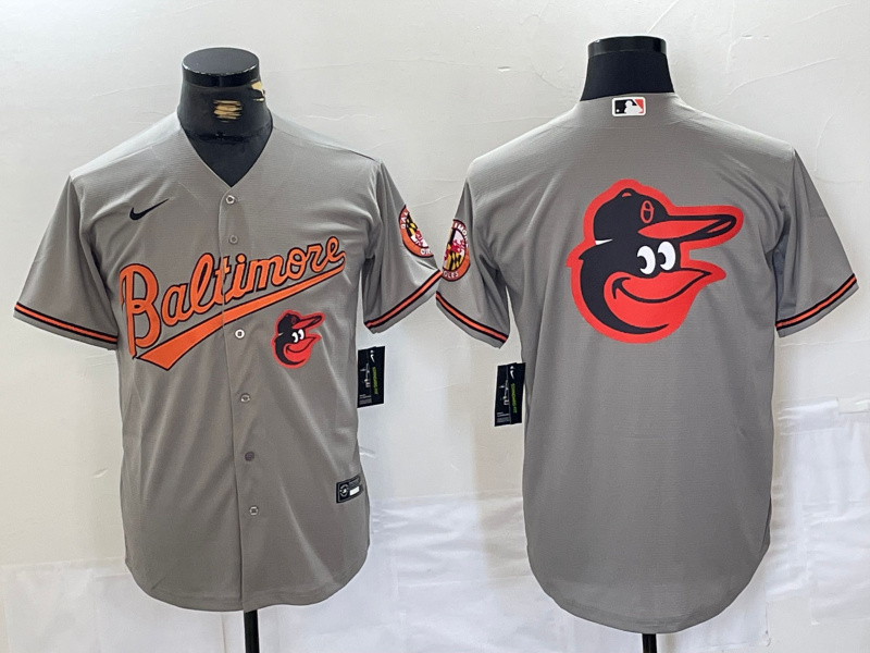Personalized Men’s Baltimore Orioles Gray Team Big Logo Cool Base Stitched Jerseys