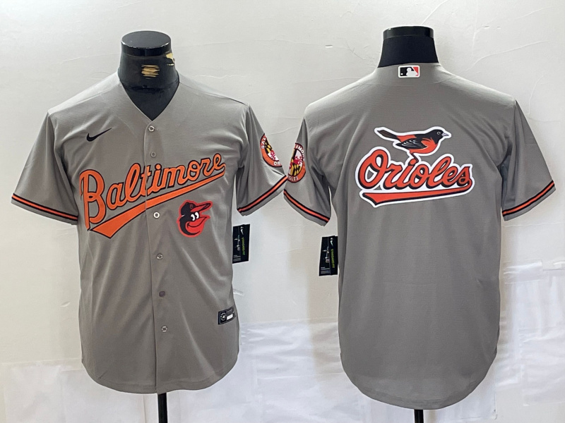 Personalized Men’s Baltimore Orioles Gray Team Big Logo Cool Base Stitched Jerseys