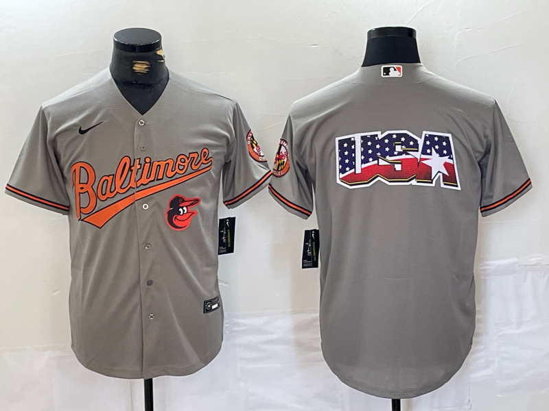 Personalized men’s baltimore orioles gray team big logo cool base stitched Jerseys