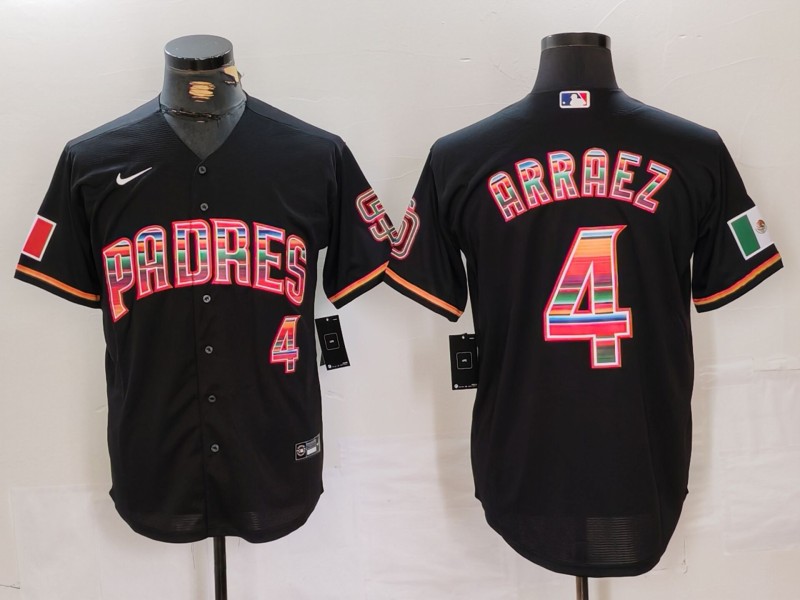Personalized Men’s San Diego Padres #4 Luis Arraez Black Mexico Cool Base Stitched Baseball Jersey