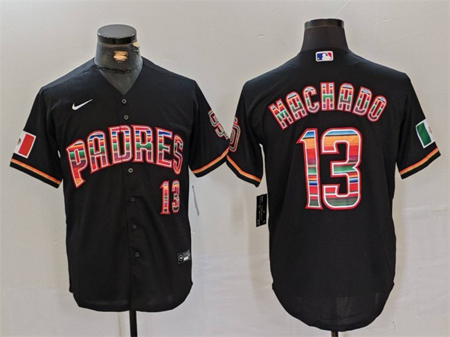 Personalized Men’s San Diego Padres #13 Manny Machado Black Mexico Cool Base Stitched Baseball Jersey