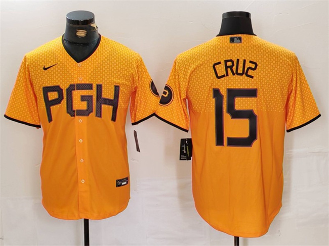 Personalized Men’s Pittsburgh Pirates #15 Oneil Cruz Gold City Connect Stitched Jersey