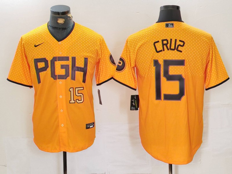 Personalized Men’s Pittsburgh Pirates #15 Oneil Cruz Gold City Connect Stitched Jerseys