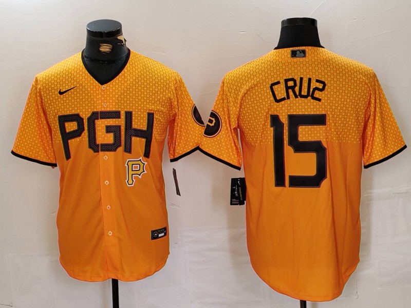 Personalized Men’s Pittsburgh Pirates #15 Oneil Cruz Gold City Connect Stitched Jerseys