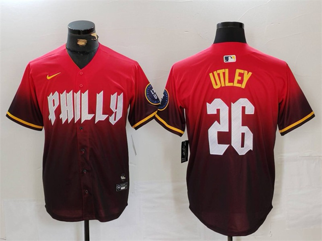 Personalized Men’s Philadelphia Phillies #26 Chase Utley Red 2024 City Connect Limited Stitched Jersey