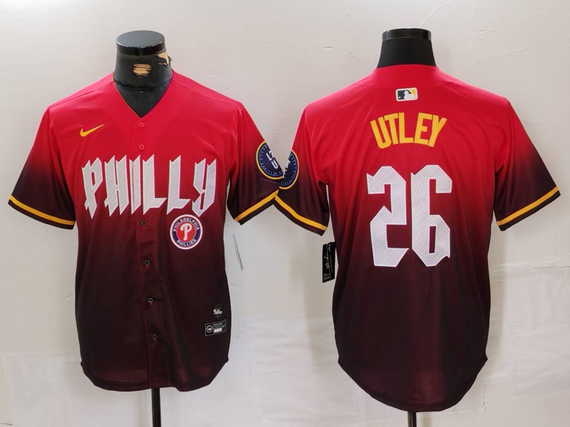 Personalized Men’s Philadelphia Phillies #26 Chase Utley Red 2024 City Connect Limited Stitched Jerseys