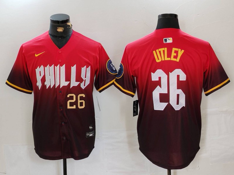 Personalized Men’s Philadelphia Phillies #26 Chase Utley Red 2024 City Connect Limited Stitched Jerseys