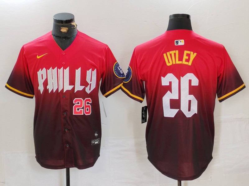 Personalized Men’s Philadelphia Phillies #26 Chase Utley Red 2024 City Connect Limited Stitched Jerseys