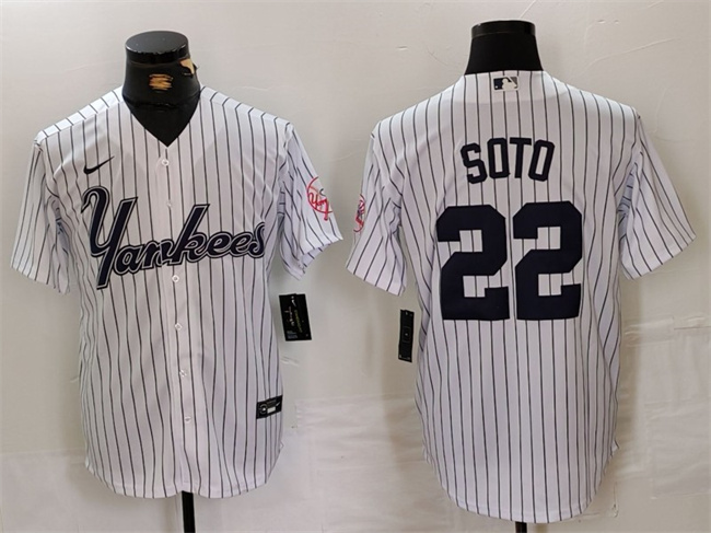 Personalized Men’s New York Yankees #22 Juan Soto White Cool Base Stitched Baseball Jersey