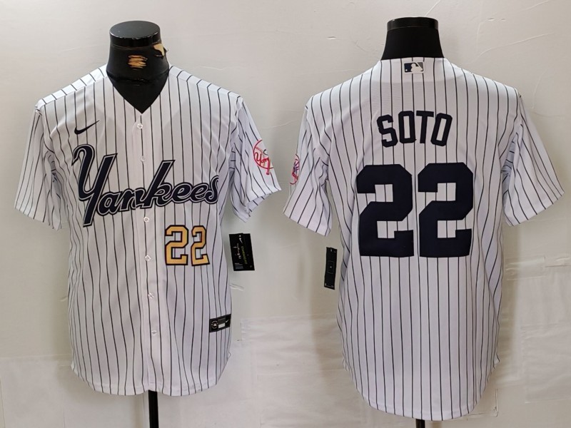 Personalized Men’s New York Yankees #22 Juan Soto White Cool Base Stitched Baseball Jerseys