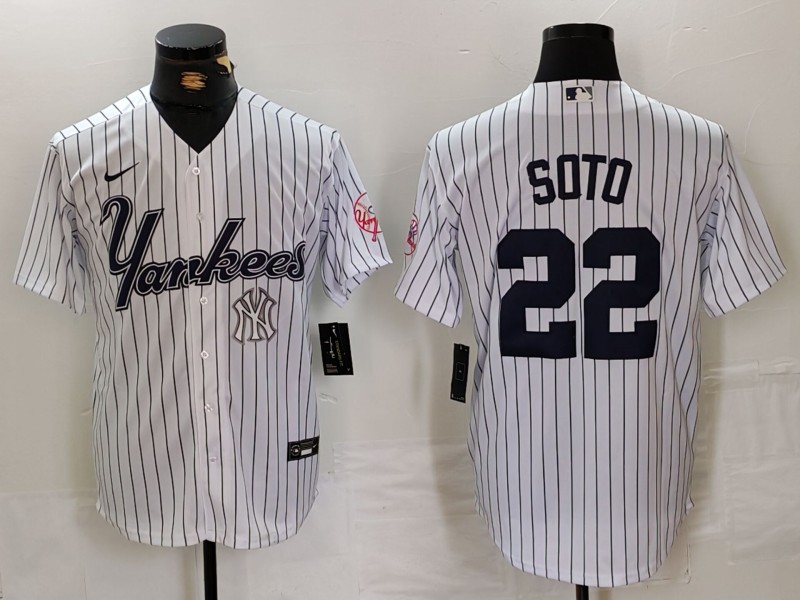 Personalized Men’s New York Yankees #22 Juan Soto White Cool Base Stitched Baseball Jerseys