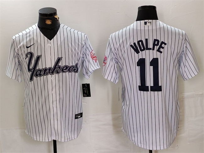 Personalized Men’s New York Yankees #11 Anthony Volpe White Cool Base Stitched Baseball Jersey