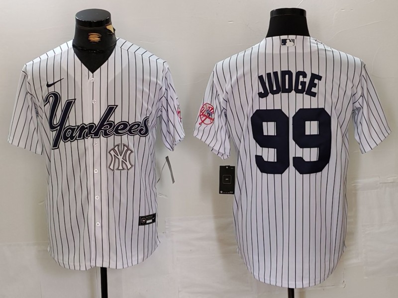 Personalized Men’s New York Yankees #99 Aaron Judge White Cool Base Stitched Baseball Jerseys