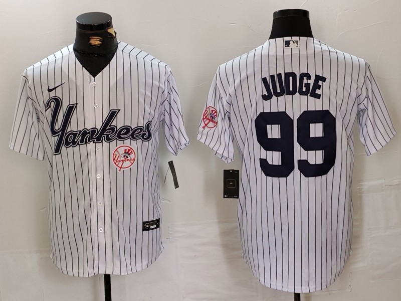 Personalized Men’s New York Yankees #99 Aaron Judge White Cool Base Stitched Baseball Jerseys