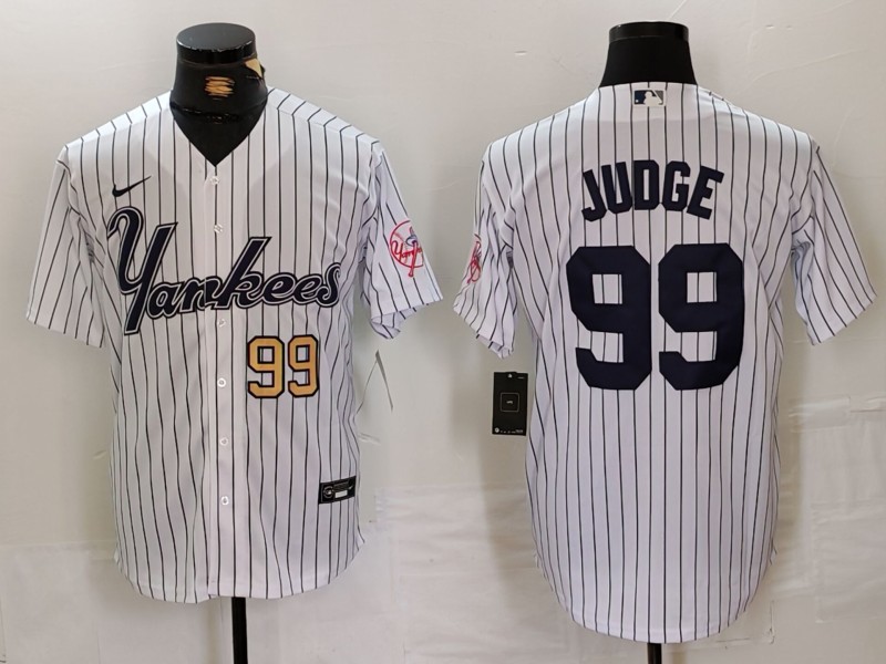 Personalized Men’s New York Yankees #99 Aaron Judge White Cool Base Stitched Baseball Jerseys