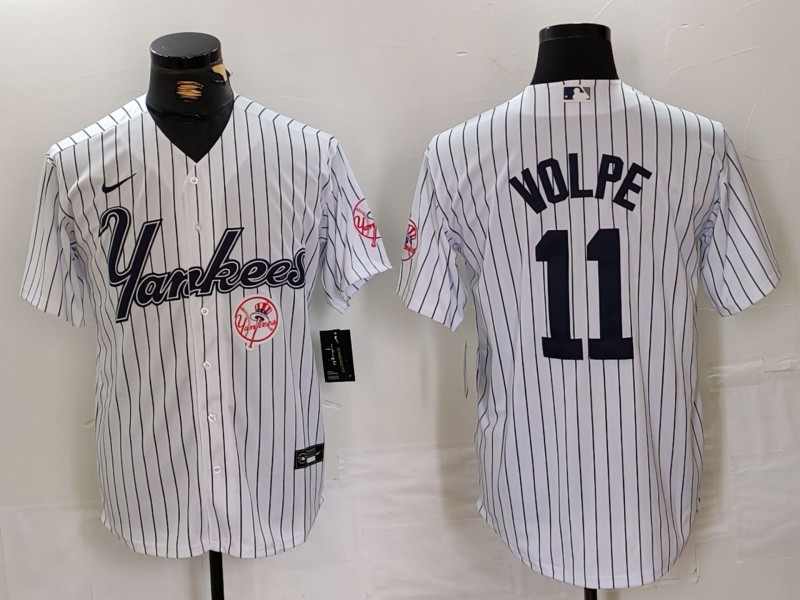 Personalized Men’s New York Yankees #11 Anthony Volpe White Cool Base Stitched Baseball Jerseys